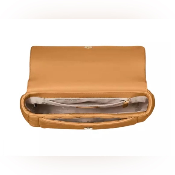 NWT Kate Spade Carey Quilted Medium Flap Shoulder Bag Tiramisu Mousse Leather